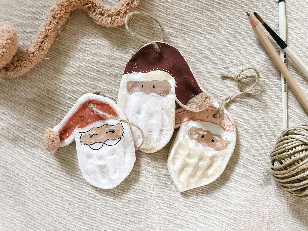 Easy DIY | Salt Dough Santa Handprint Christmas Tree Ornaments
