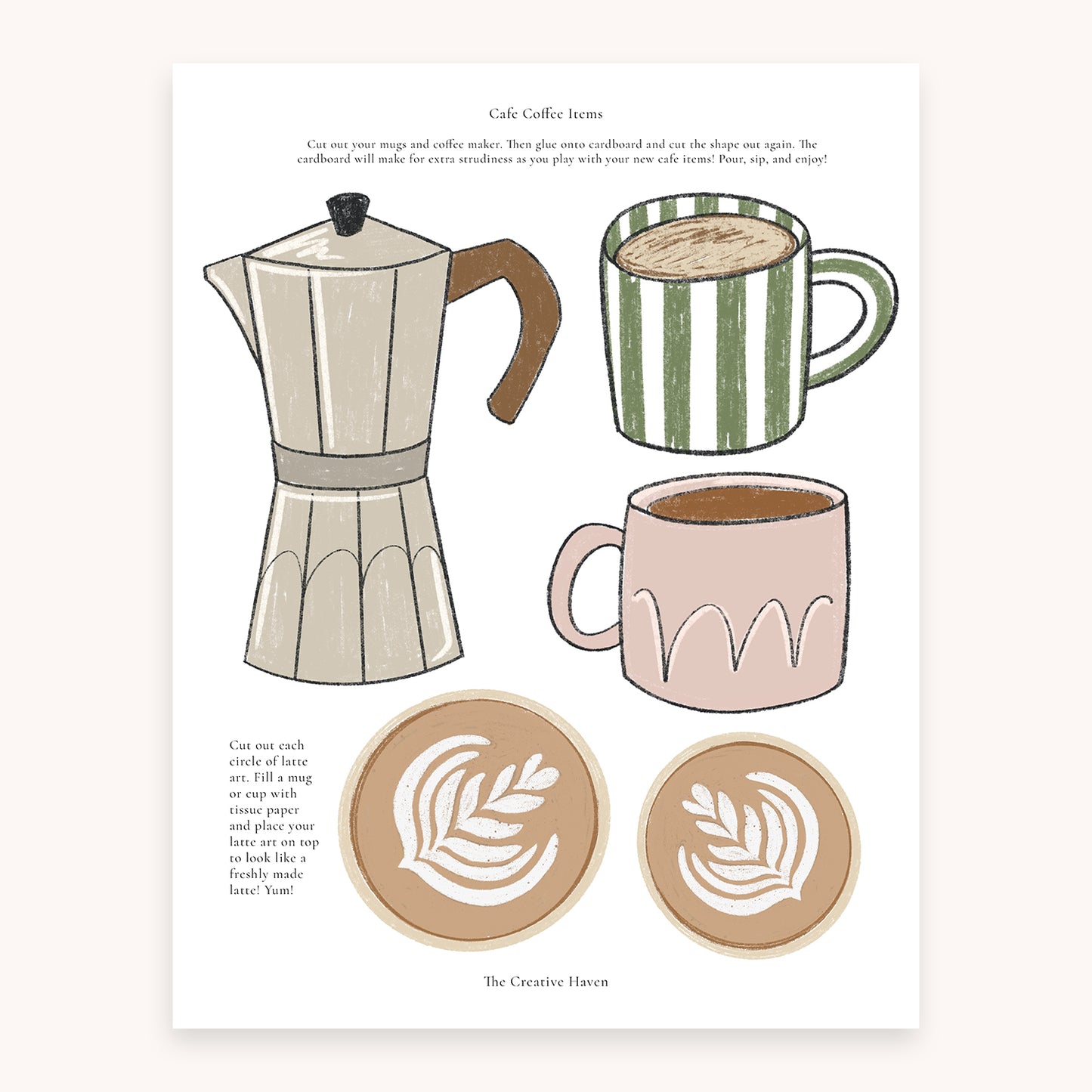 Cafe Play Bundle | Creative Paper Projects for Kids | 7 Pages Instant Download