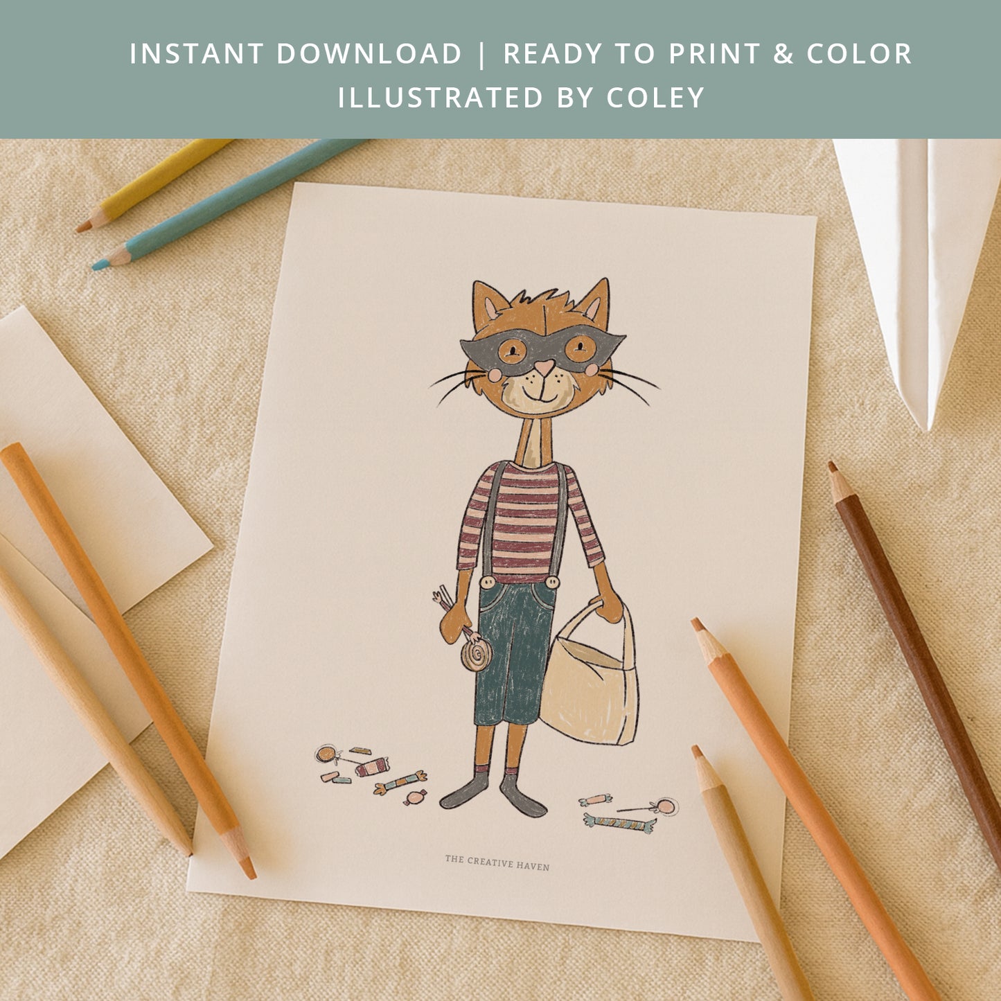 Trick or Treat Friends | Halloween Printable Coloring Page Bundle | 5 Pages Instant Download