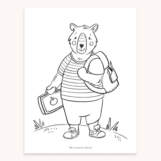 Back to School Printable Coloring Page Bundle | 5 Pages Instant Download - Coley Kuyper Art
