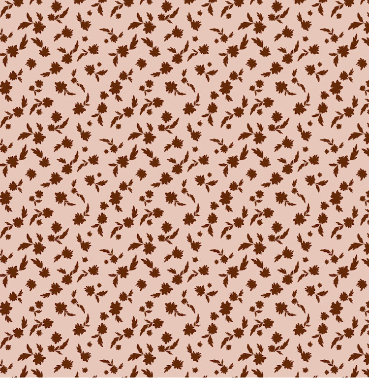 Pattern of small red flowers on a pinkbackground
