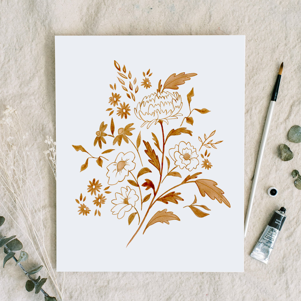 Golden Autumn Florals | Art Print - Coley Kuyper Art