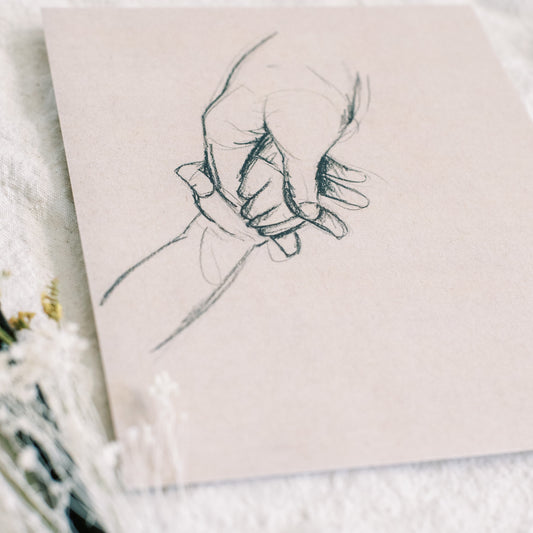 Line Drawing Holding Hands - Coley Kuyper Art