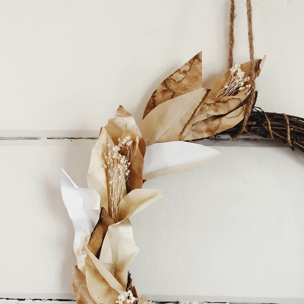 EASY DIY for mama & kids | Coffee & Tea Stained Paper Wreath