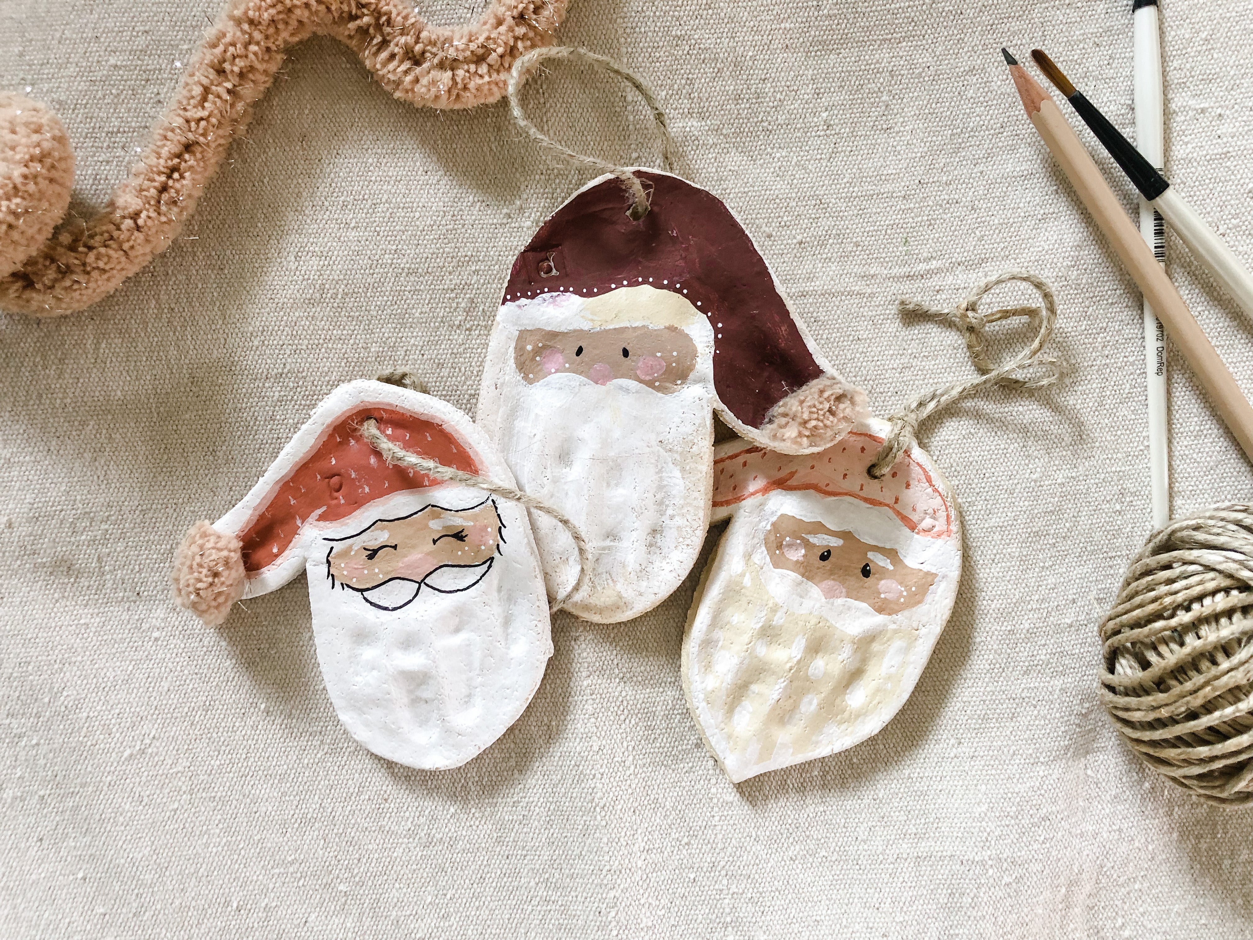 Easy DIY | Salt Dough Santa Handprint Christmas Tree Ornaments ...