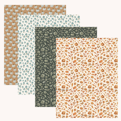 Autumnal Patterned Paper Bundle | Printable Painted Papers for Crafting and Creating | 4 pages