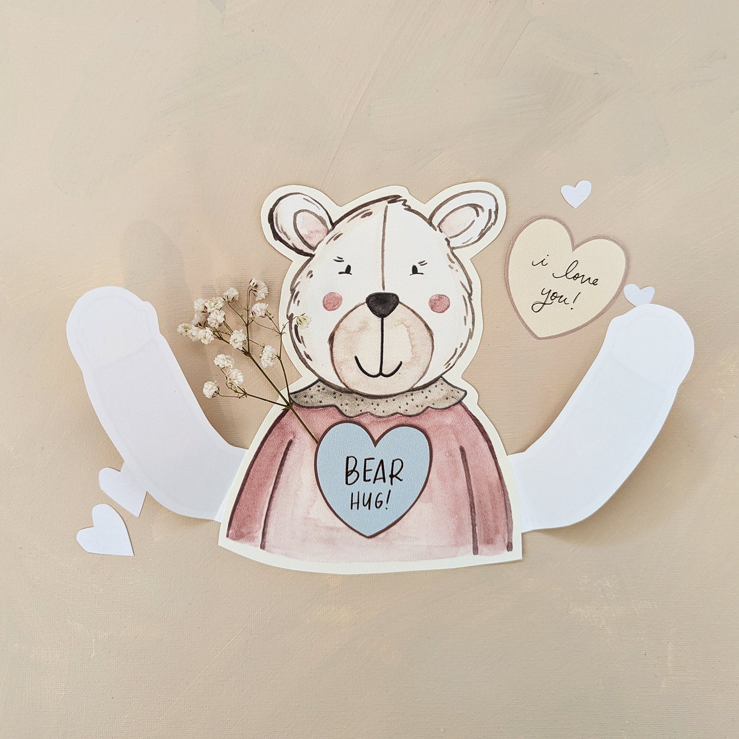 DIY Bear & Bunny Hug Valentine Cards | Printable Valentine Cards - Coley Kuyper Art