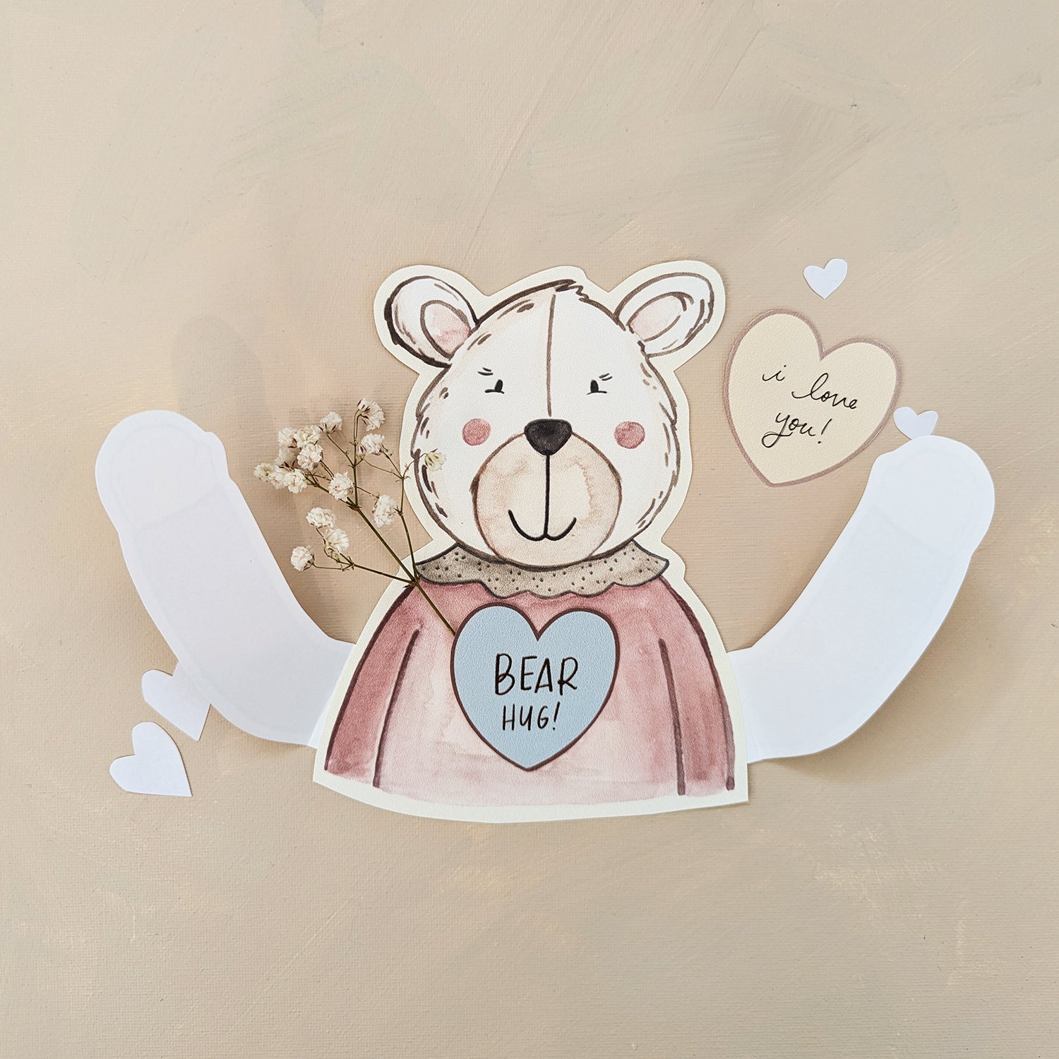 DIY Bear & Bunny Hug Valentine Cards | Printable Valentine Cards - Coley Kuyper Art