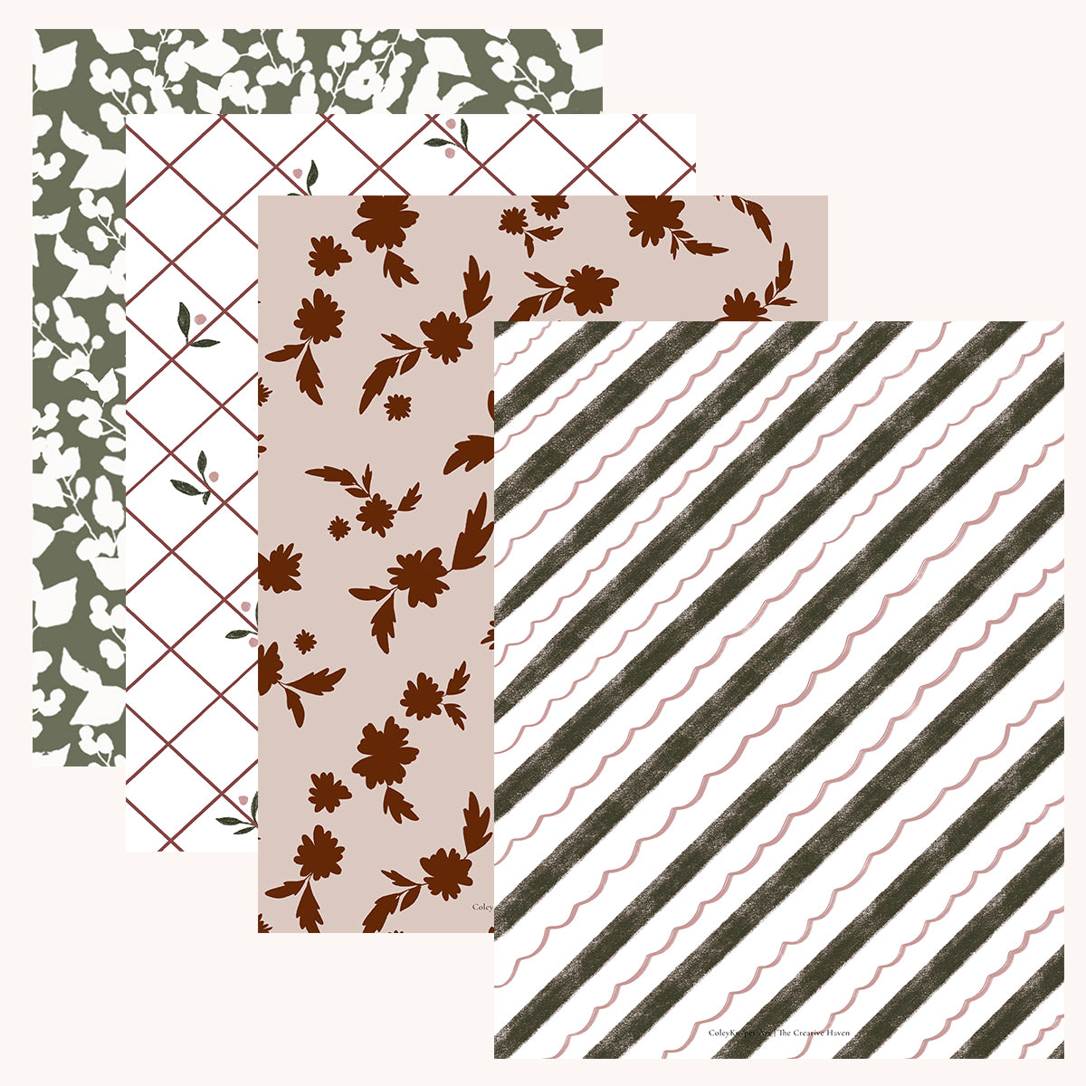 Christmas Bliss Patterned Paper Bundle | Printable Painted Papers for Crafting and Creating Christmas Magic | 4 pages Instant download - Coley Kuyper Art