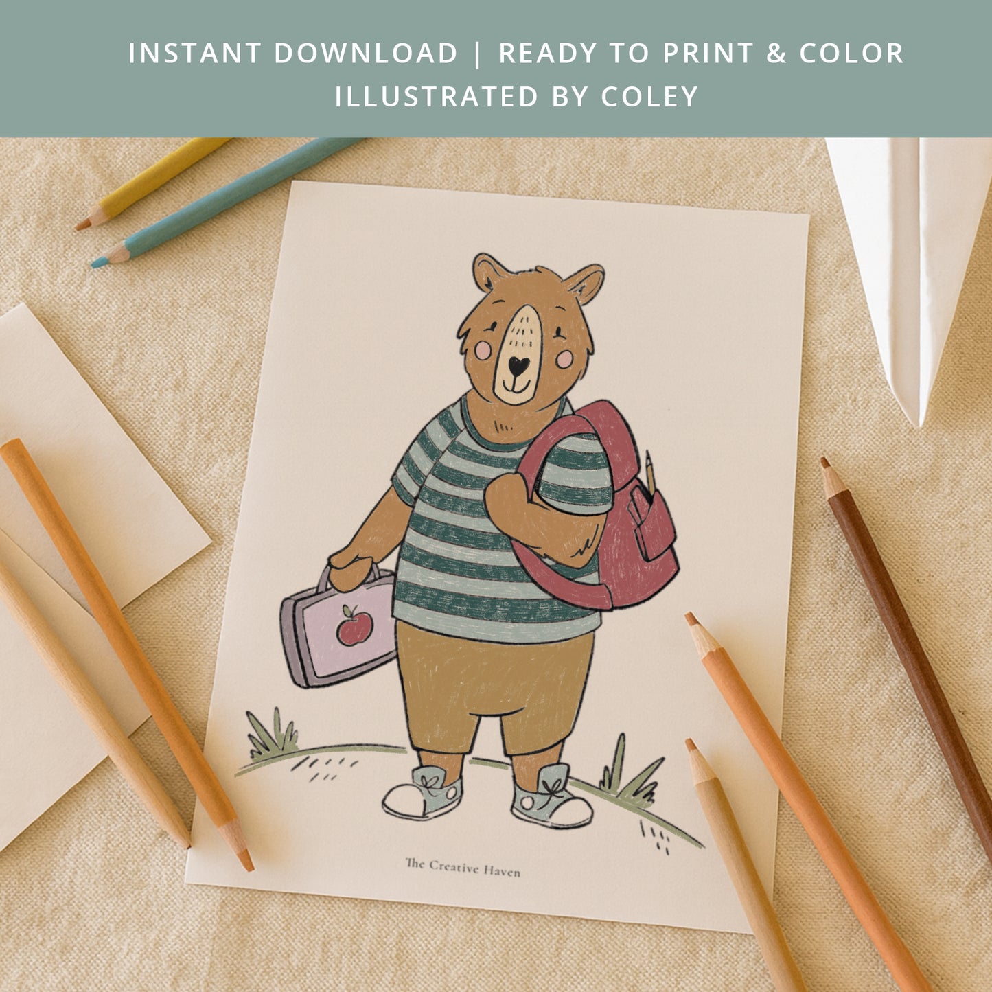 Back to School Printable Coloring Page Bundle | 5 Pages Instant Download