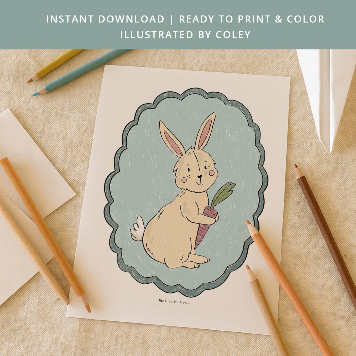 Springtime Easter Printable Coloring Page Bundle | 5 Pages Instant Download - Coley Kuyper Art