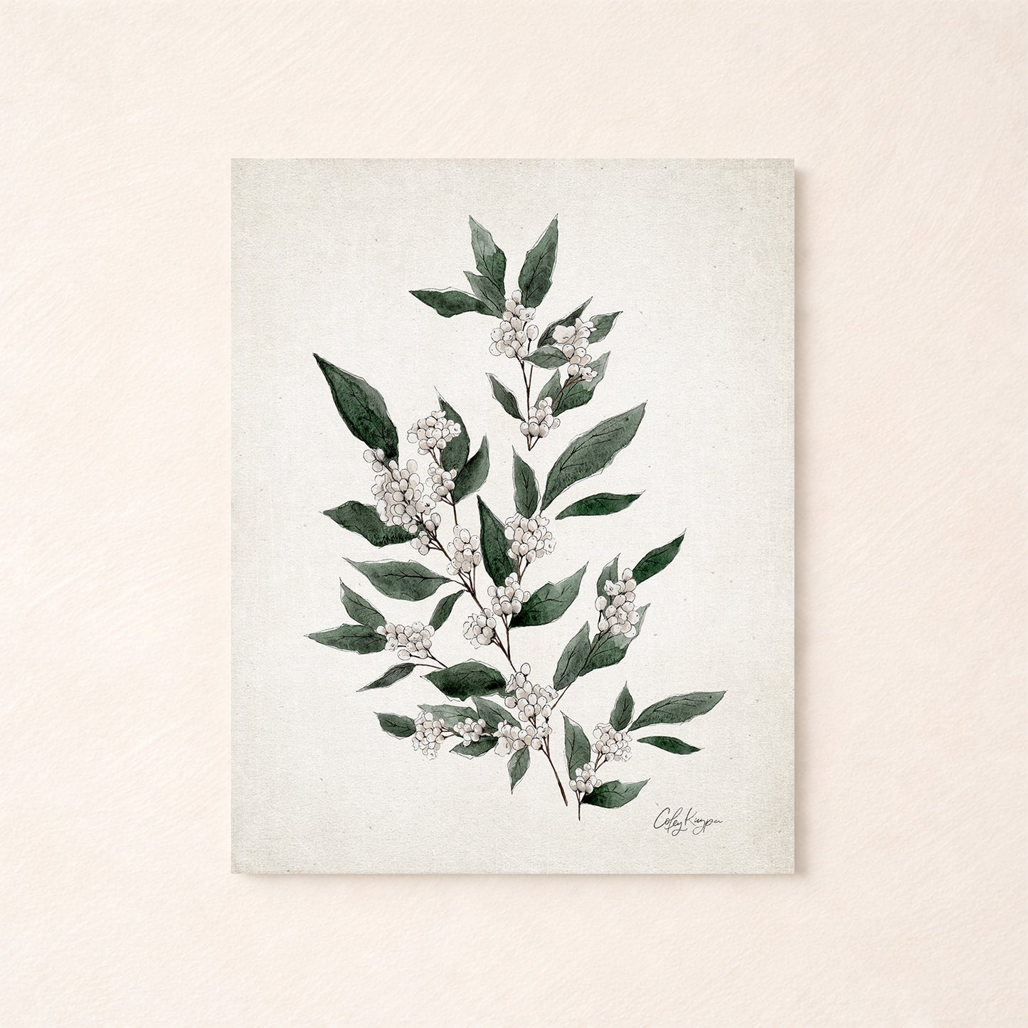 December narcissus birth flower watercolor art print in soft neutral tones