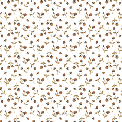 Fall Flowers Patterned Paper Bundle | Printable Painted Papers for Crafting and Creating Christmas Magic | 4 pages Instant download