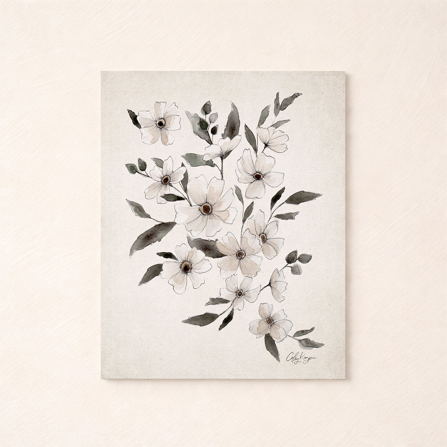 February violet birth flower watercolor art print in soft neutral tones