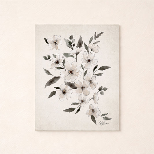 February violet birth flower watercolor art print in soft neutral tones