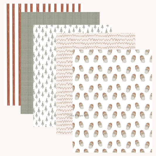 Holiday Joy Patterned Paper Bundle | Printable Painted Papers for Crafting and Creating Christmas Magic | 5 pages Instant download