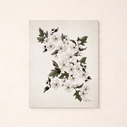 May lily of the valley birth flower watercolor art print in soft neutral tones