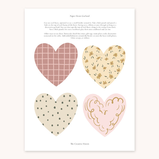 Paper Heart Garland Printable | Valentine’s Day Heart Decorations to Print
