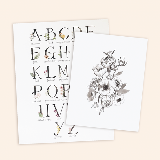botanical art print duo
