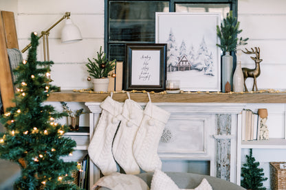 cozy hand lettered wall art print saying baby lets stay home tonight