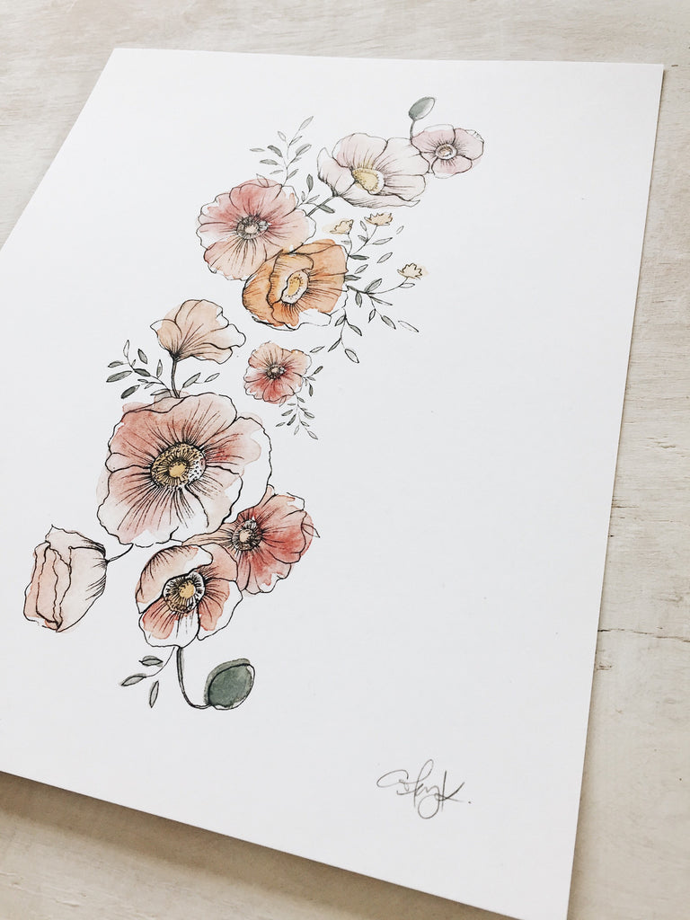 Poppies Watercolor Study - Coley Kuyper Art