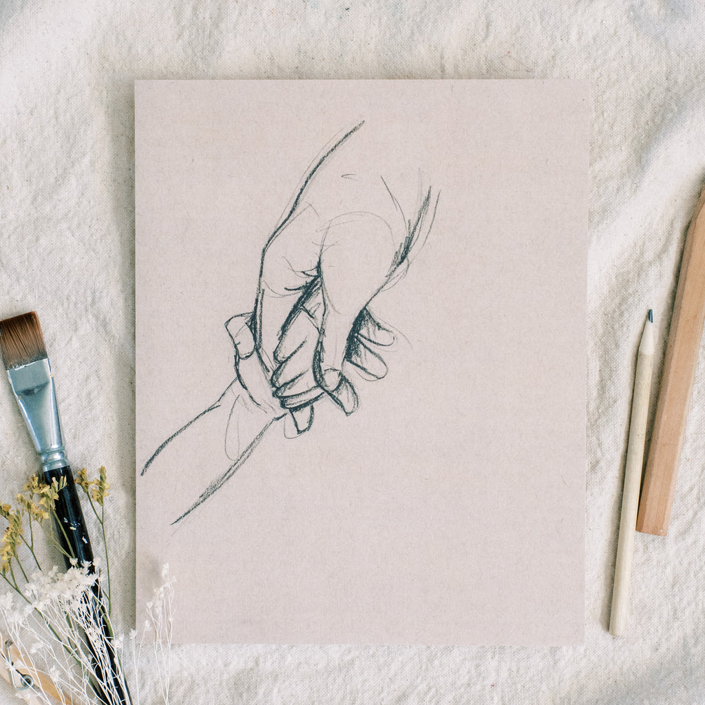 Line Drawing Holding Hands - Coley Kuyper Art