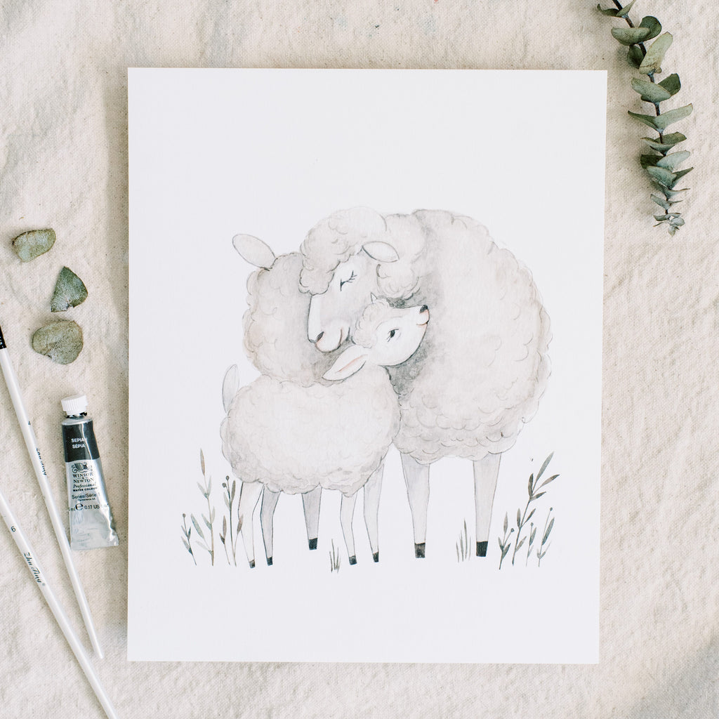 Sheep Mama & Baby - Coley Kuyper Art